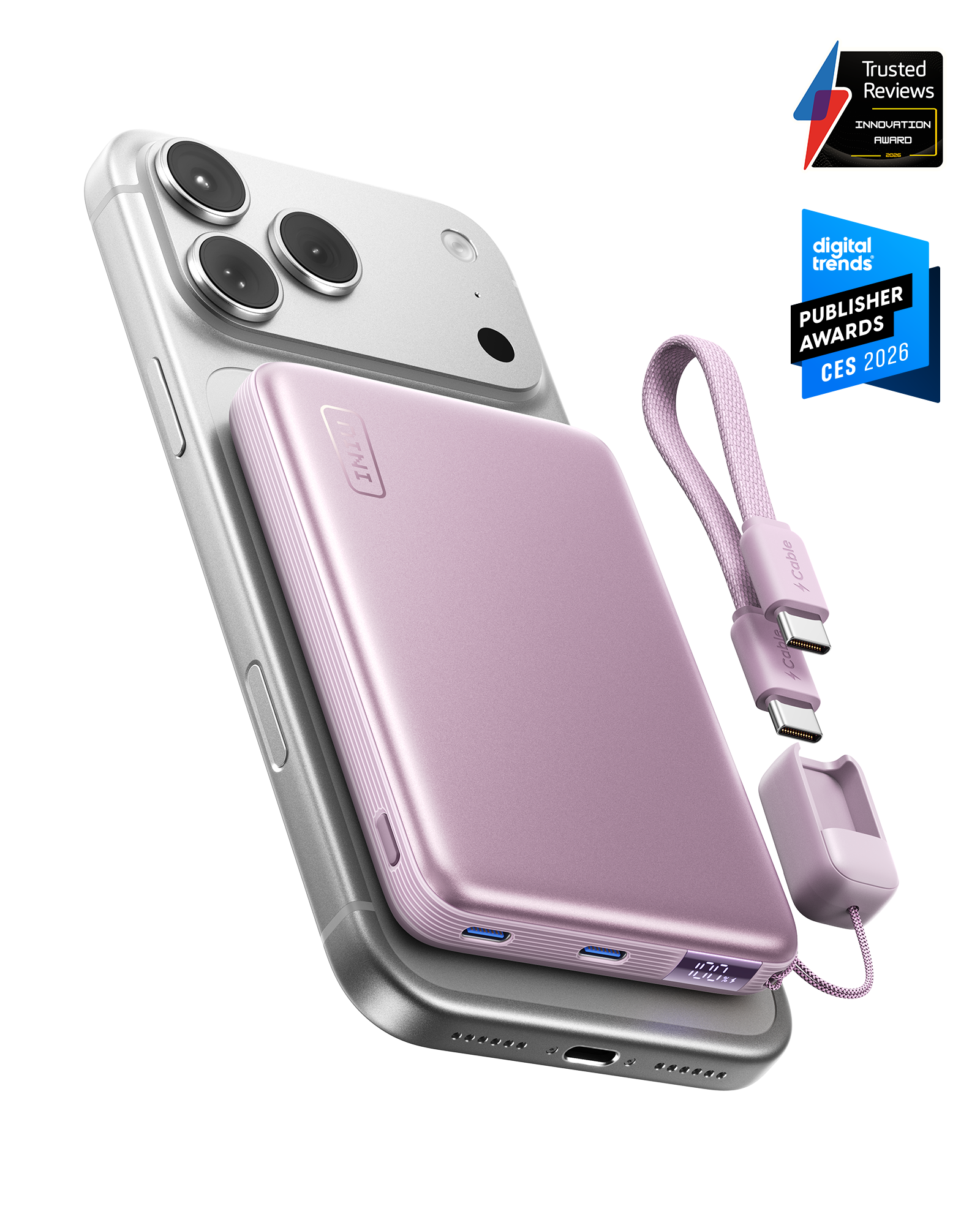 INIU SnapGo Air Magnetic Power Bank 10000mAh 25W, Qi2.2 MagSafe