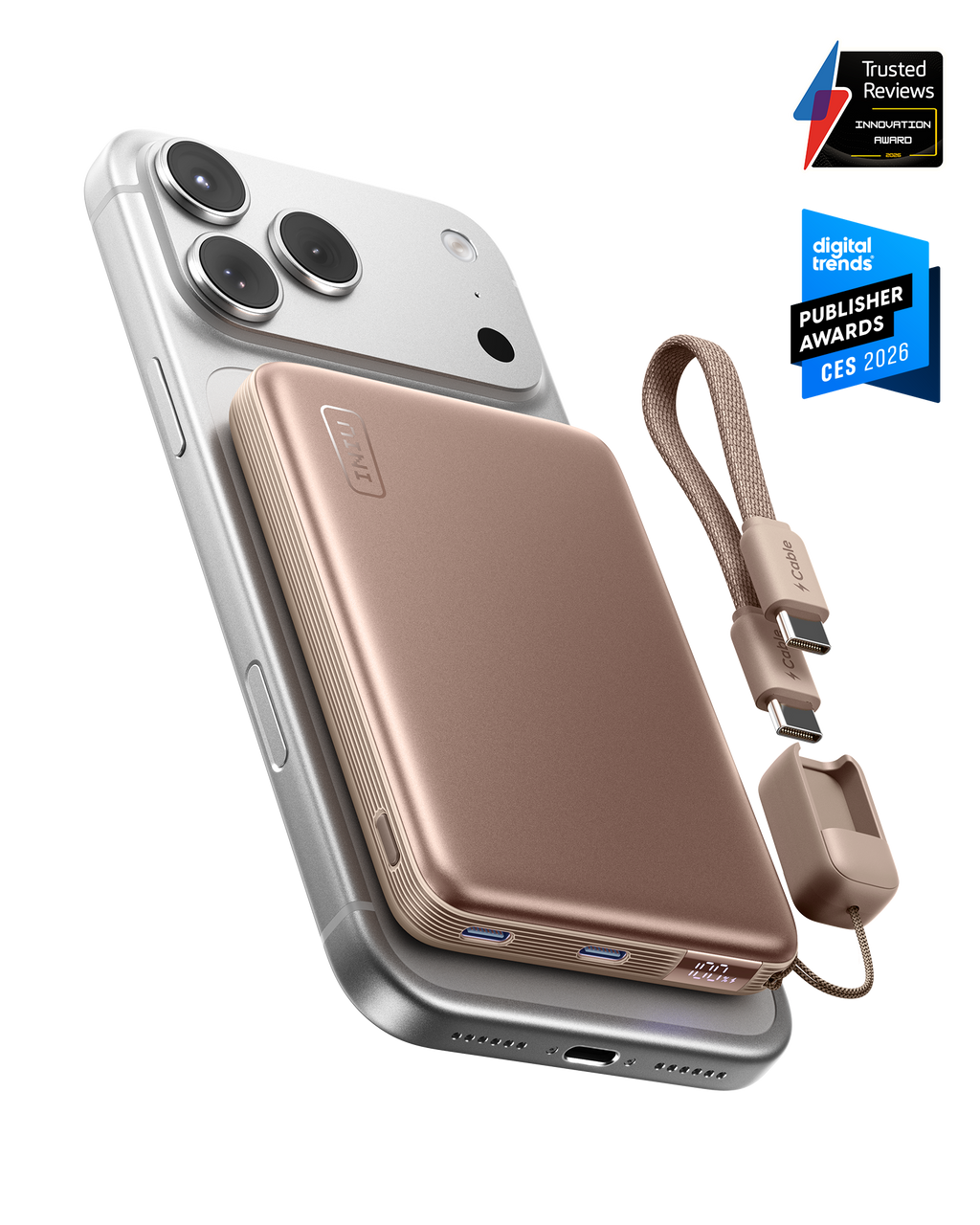 INIU SnapGo Air Magnetic Power Bank 10000mAh 25W, Qi2.2 MagSafe