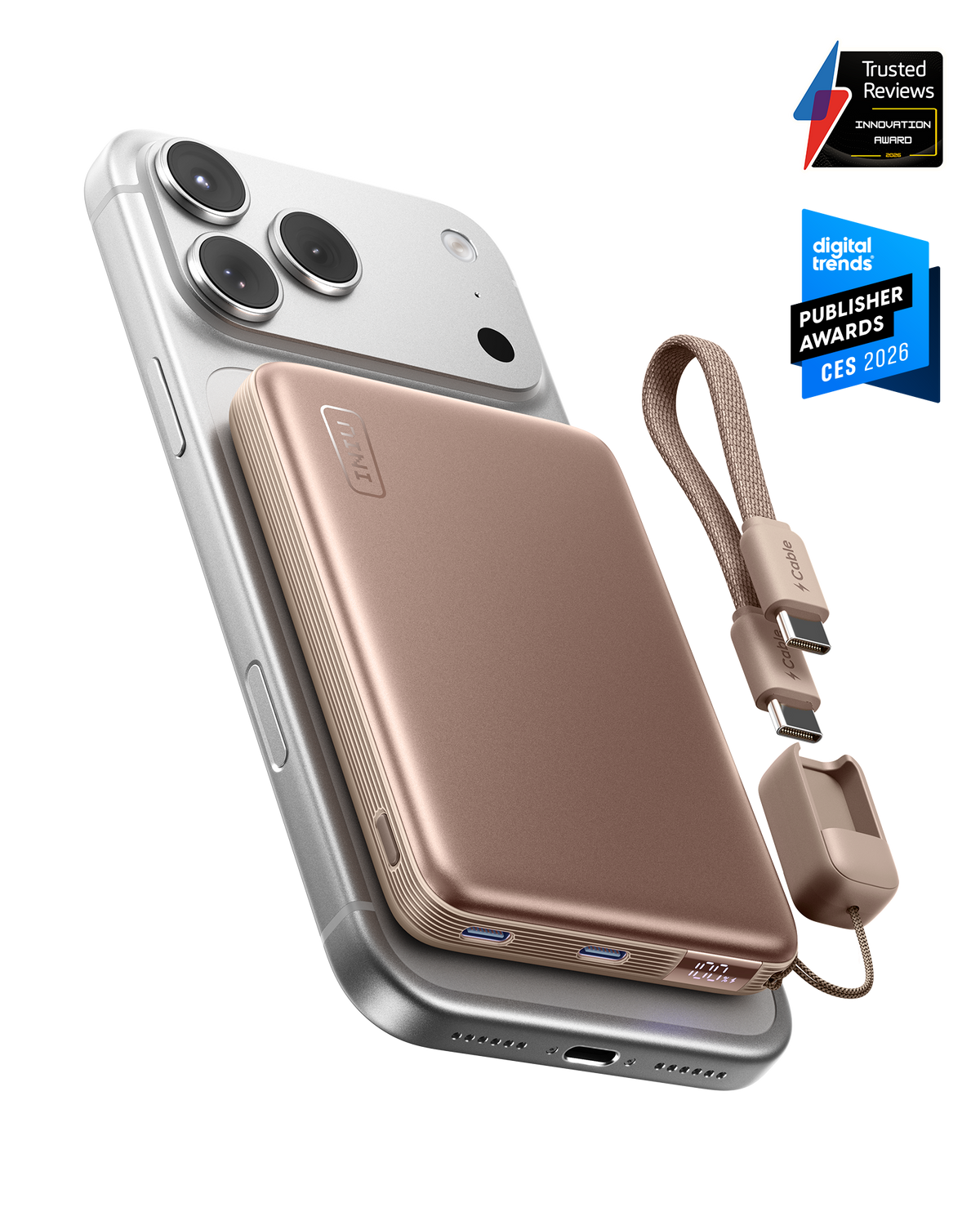 INIU SnapGo Air Magnetic Power Bank 10000mAh 25W, Qi2.2 MagSafe
