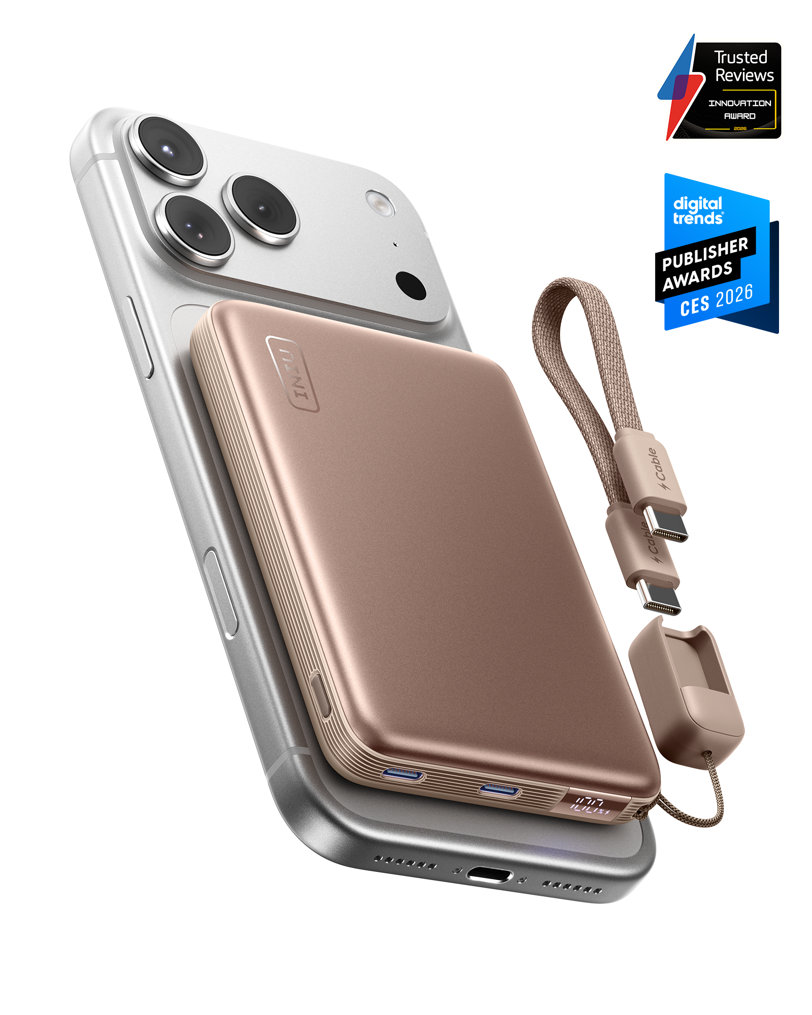 INIU SnapGo Air Magnetic Power Bank 10000mAh 25W, Qi2.2 MagSafe