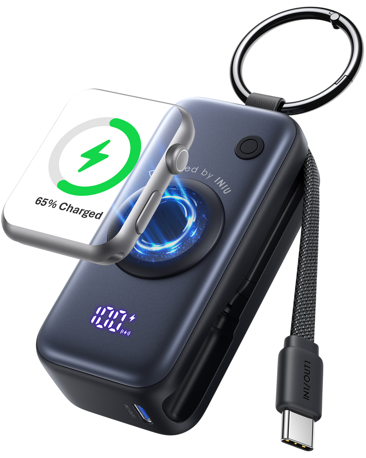 INIU SnapGo Magnetic Power Bank 5000mAh, for Apple Watch