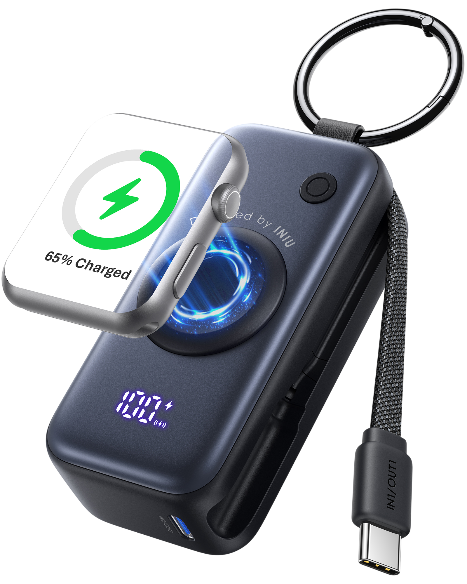 INIU SnapGo Magnetic Power Bank 5000mAh, for Apple Watch