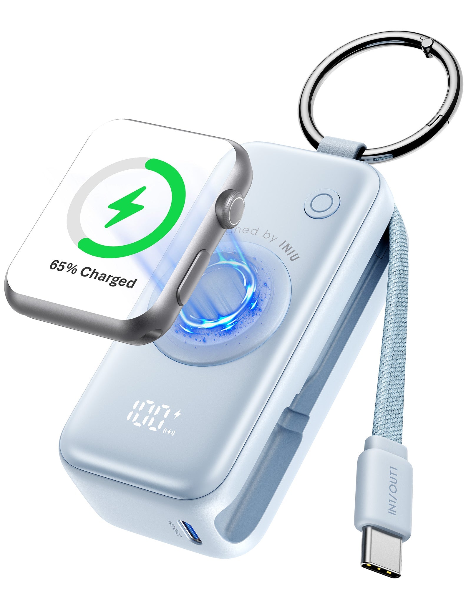 INIU SnapGo Magnetic Power Bank 5000mAh, for Apple Watch