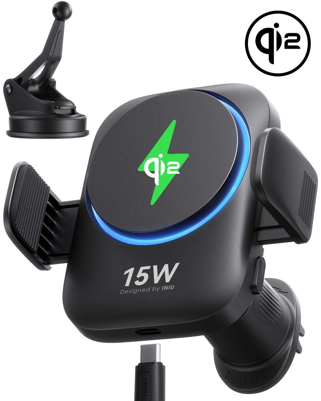 INIU SnapGo V11 Qi2 15W Magnetic Wireless Car Charger