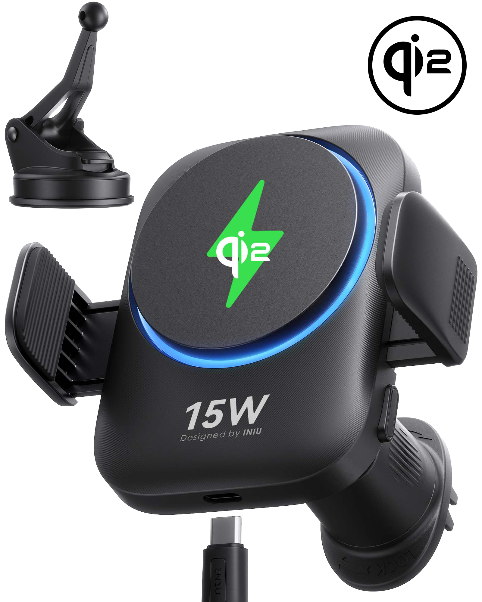 INIU SnapGo V11 Qi2 15W Magnetic Wireless Car Charger
