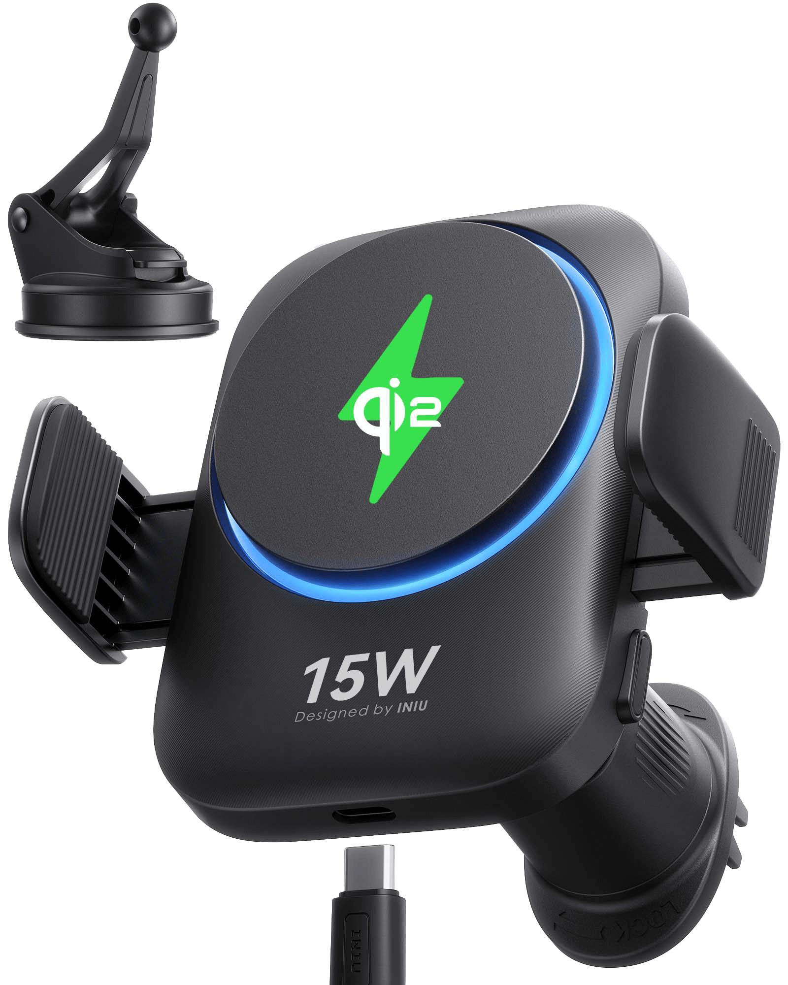 INIU SnapGo V11 Qi2 15W Magnetic Wireless Car Charger Black