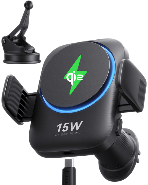 INIU SnapGo V11 Qi2 15W Magnetic Wireless Car Charger Black