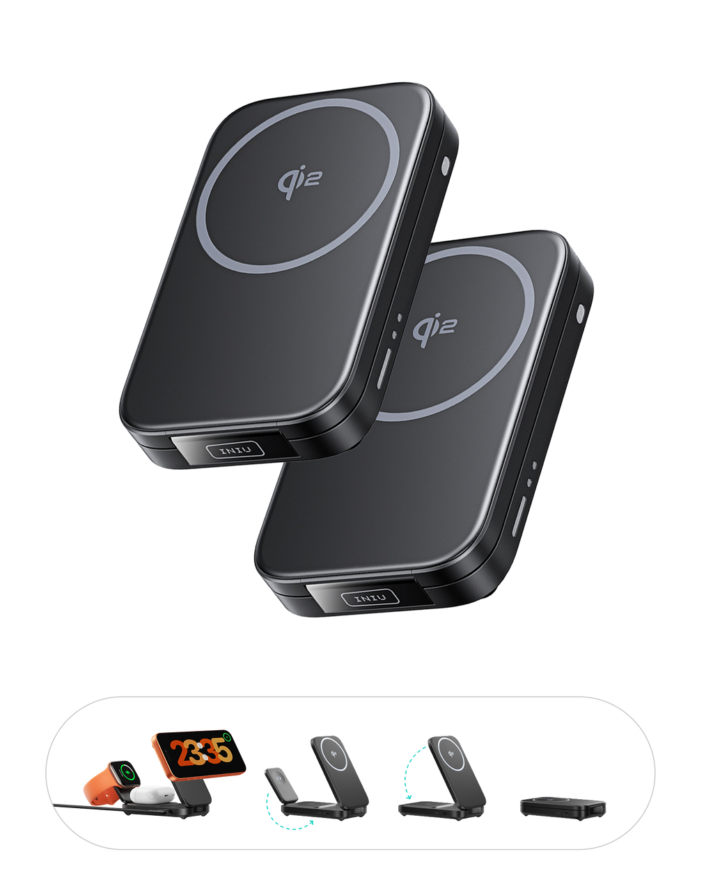 INIU SnapGo W31 Qi2 15W 3 in 1 Magnetic Foldable Wireless Charger