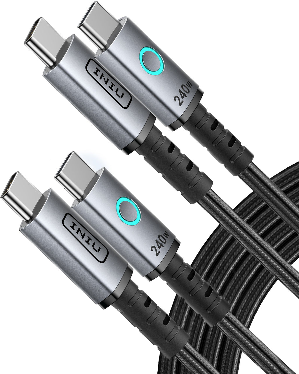 INIU Leopard C12 Braided USB-C to USB-C Cable 240W, 6.6ft / 2m, 2-Pack